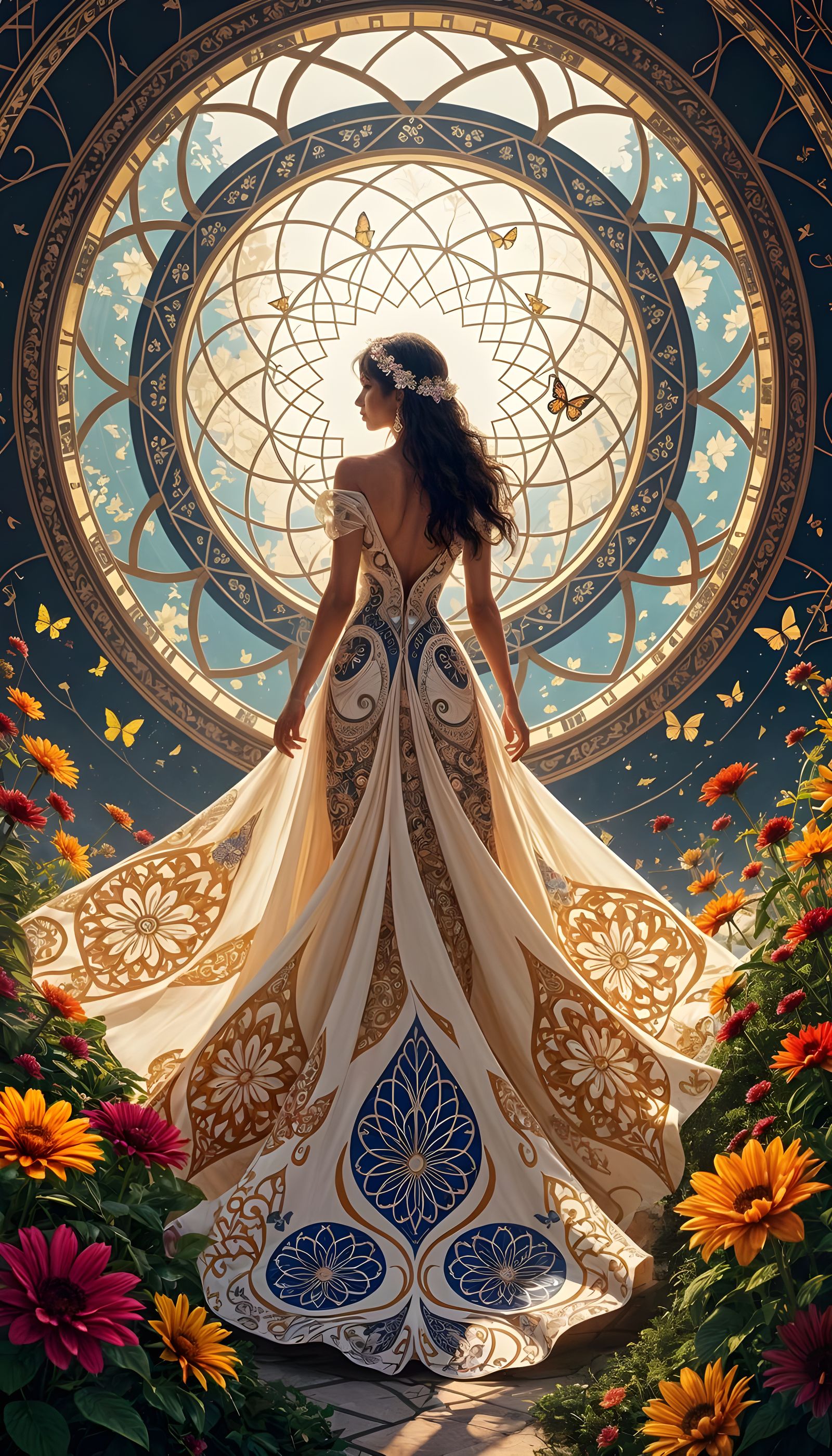 Woman in Fractal Gown in Arcology Bubble City