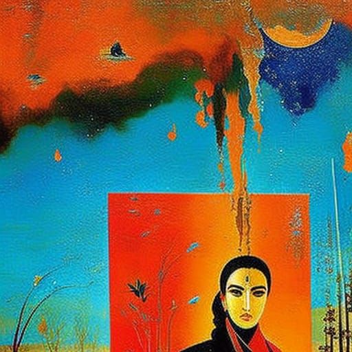 Rusty Water Over Rain Portraits in Post-Impressionist Style