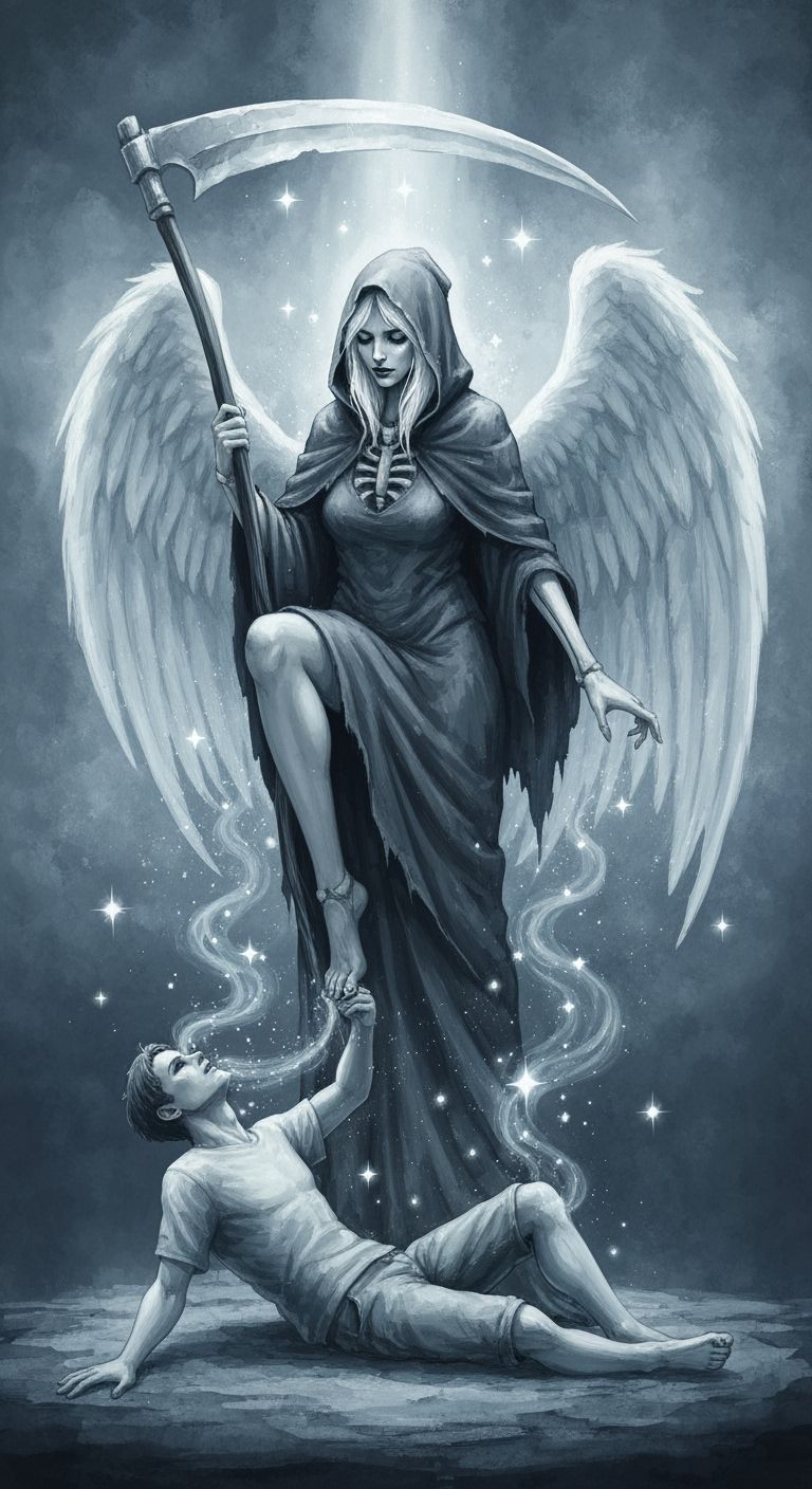 Impressionist Grim Reaper Consumes Dying Man