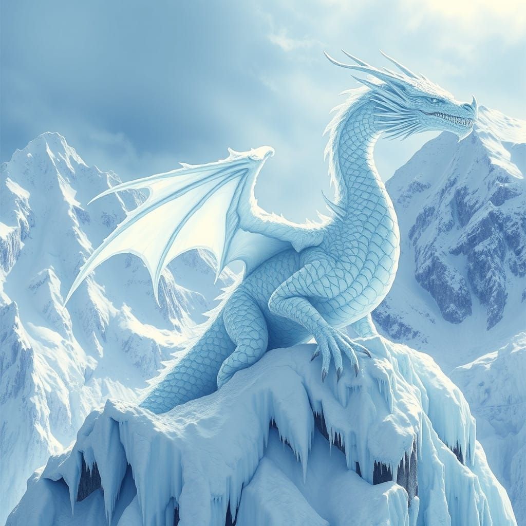 Majestic Icy Dragon of Pristine Snowy Mountain