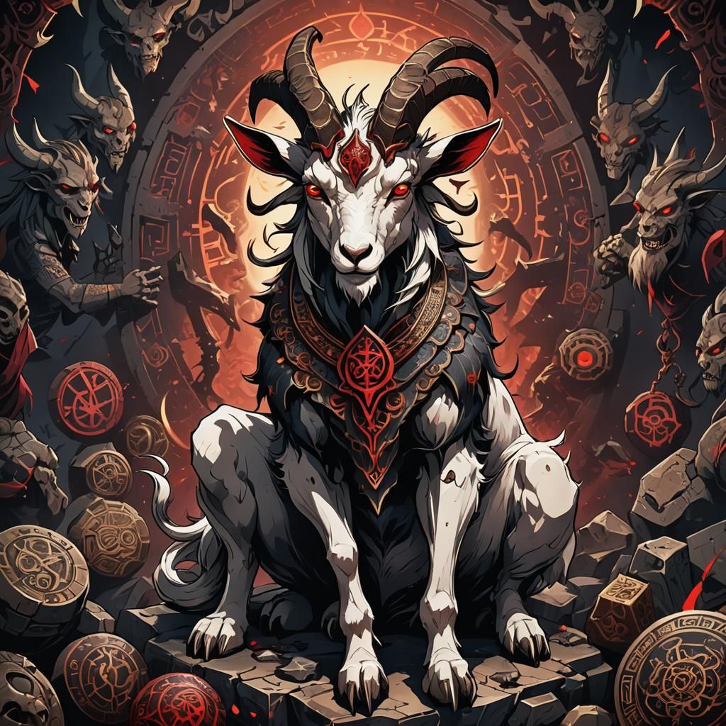 Anime Goat Demon Summoning Ritual Clip Art