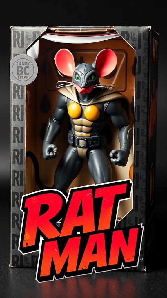 Retro-Style Superhero Action Figure Box Art
