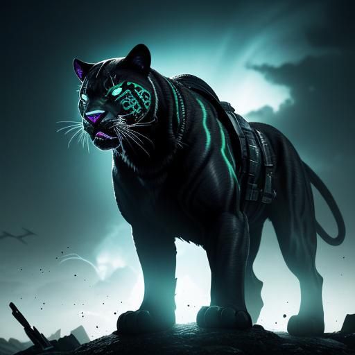 Radioactive Panther in Post-Apocalyptic Anime Style
