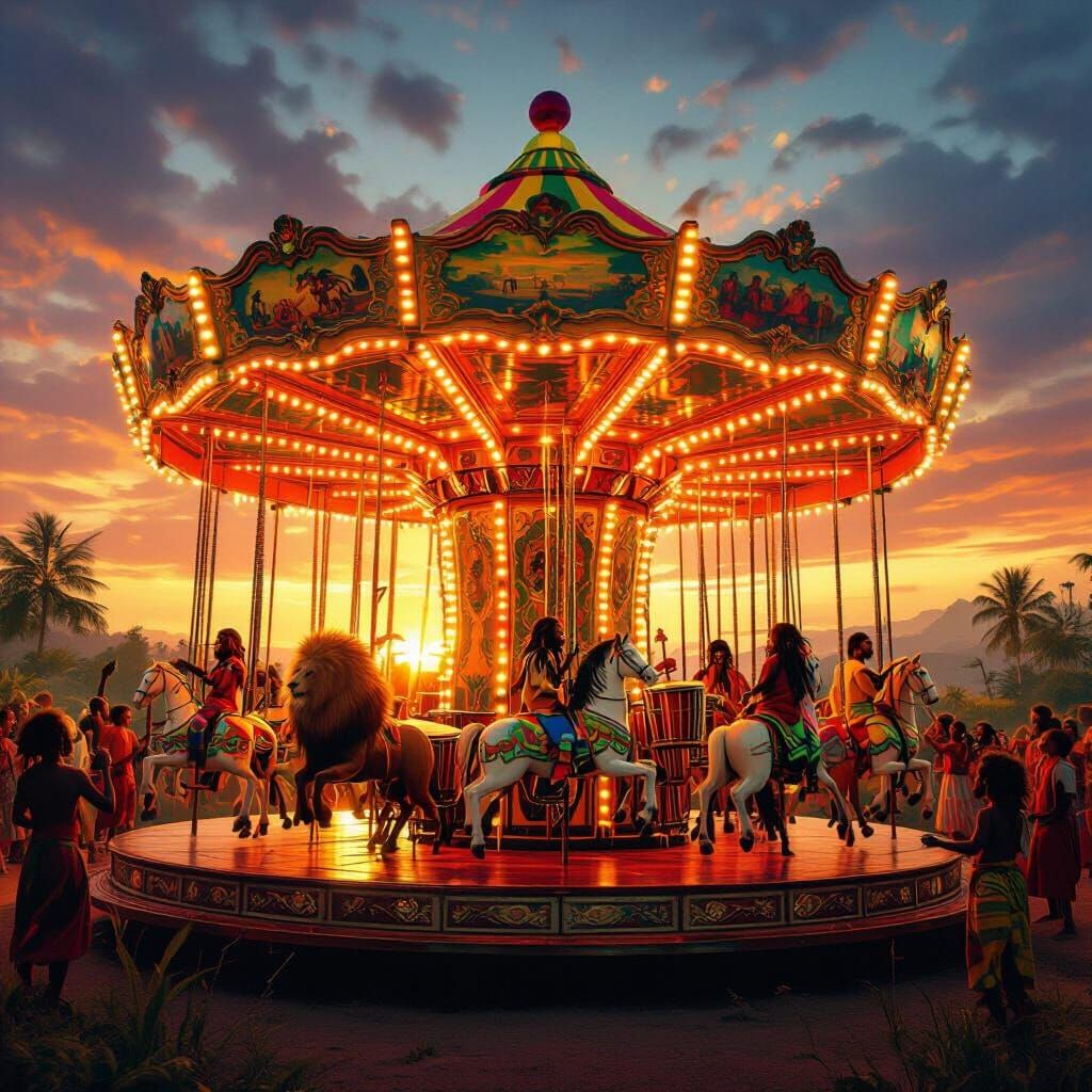 Mystical Rasta Carousel at Tropical Sunset