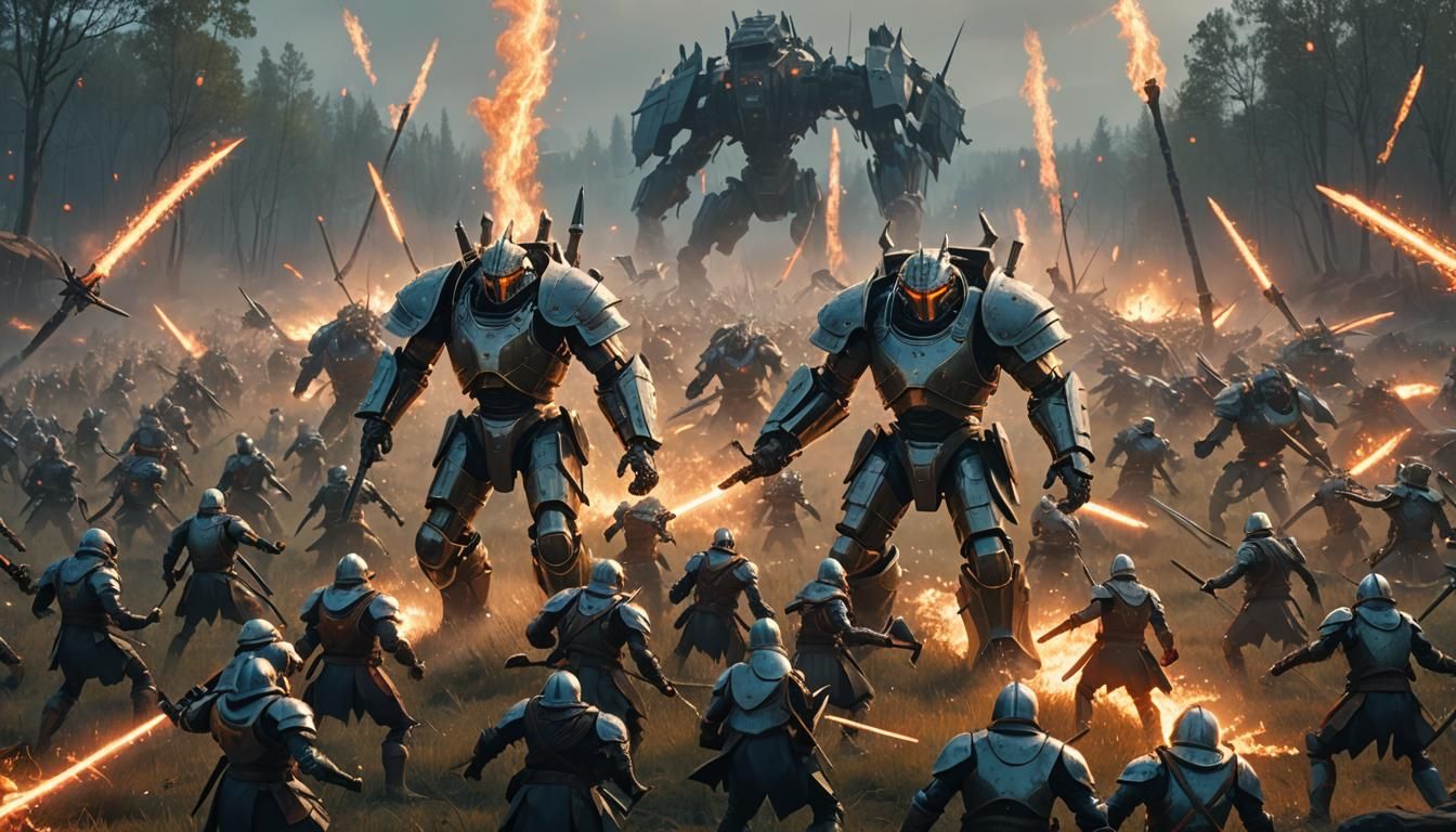 Epic Battle: Medieval Knights vs. Tech Predators
