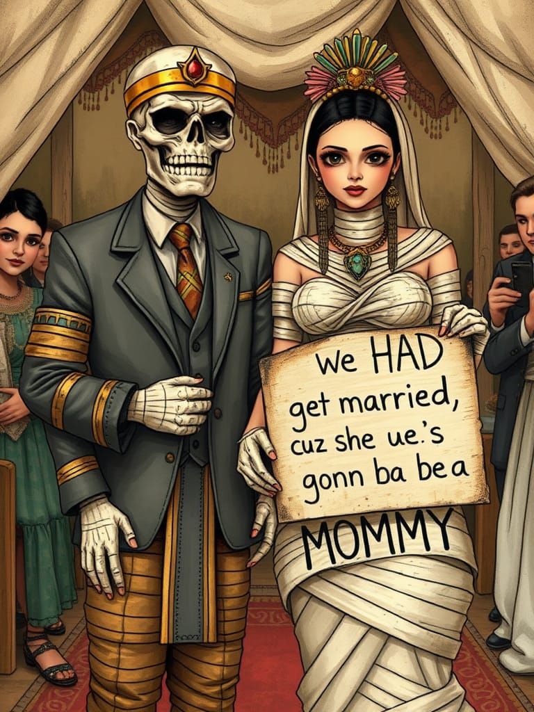 Egyptian Mummy Bride Folk Art Wedding