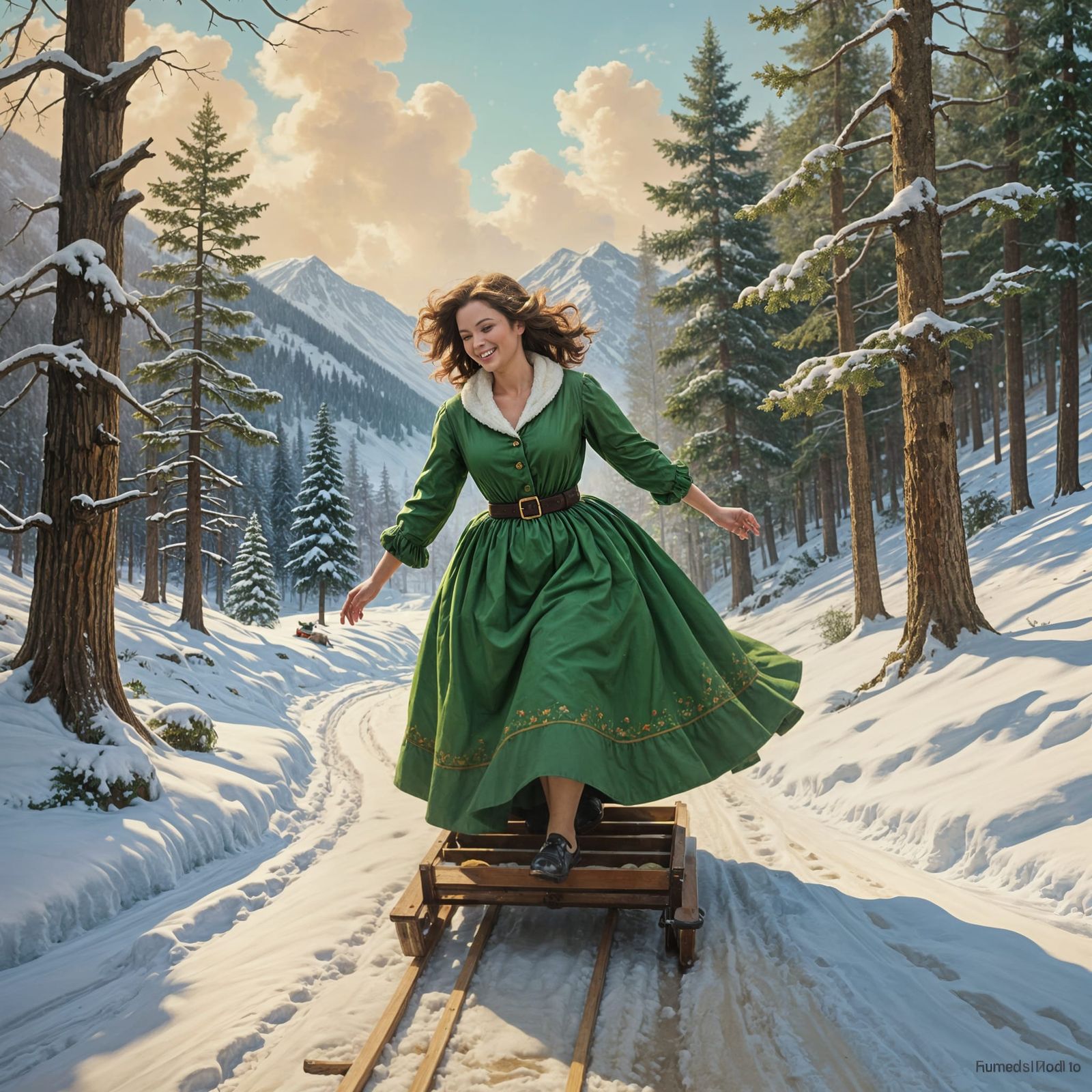 Sledding Beauty in a Winter Wonderland