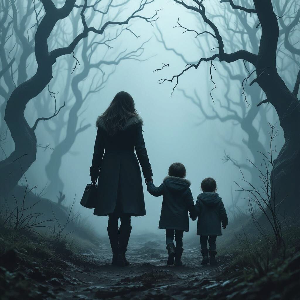 Eerie Forest Walk in Dim Light