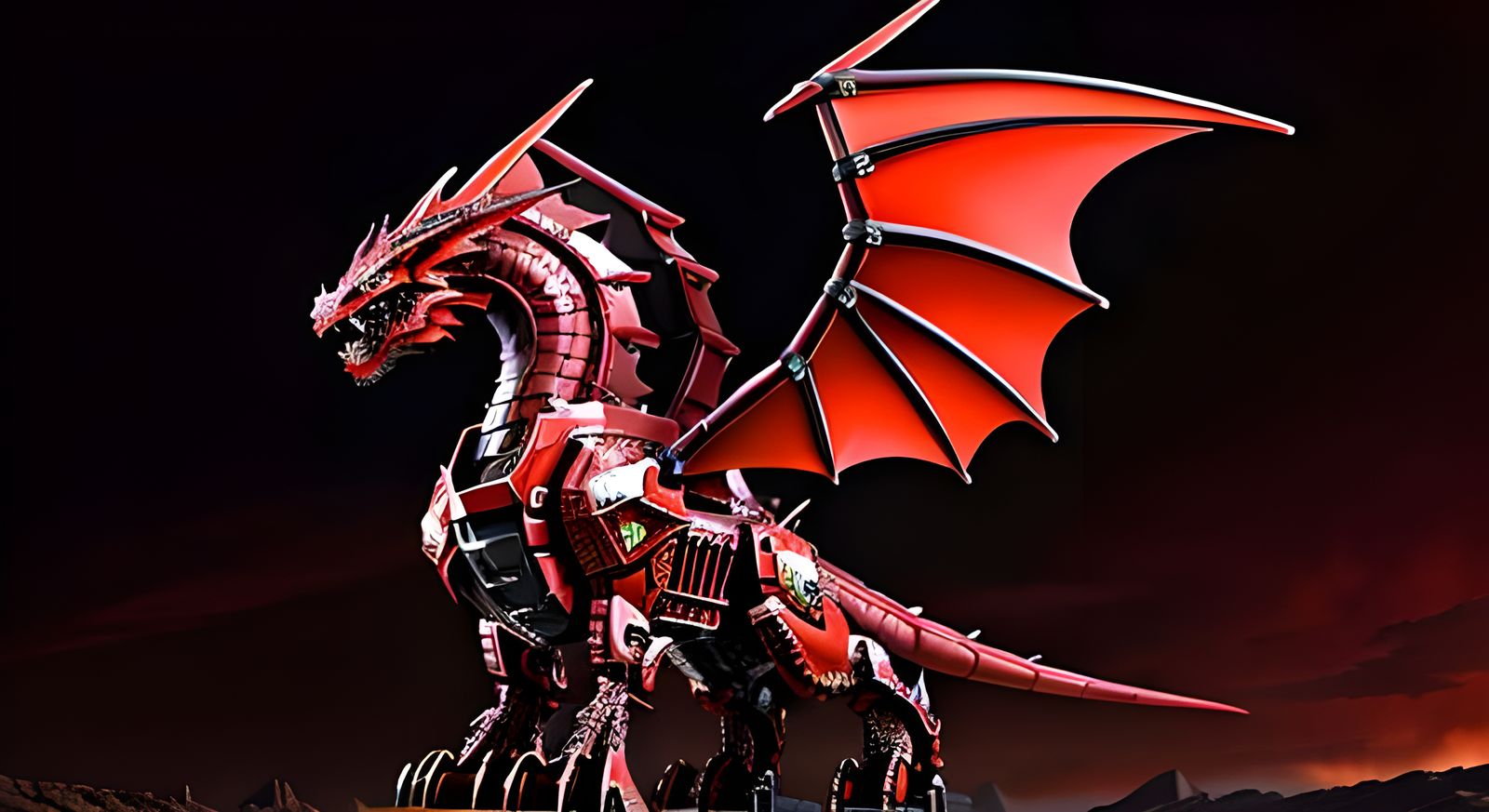 Red Metallic Mecha Dragon Comic Book Art