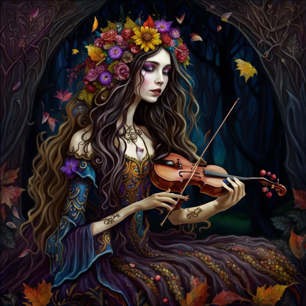 High Gothic Fairy Princess in Autumn Woodland