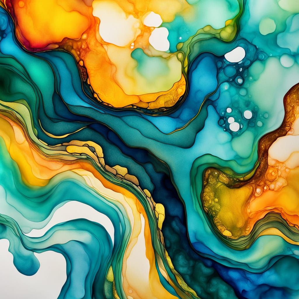 Vibrant Expressionist Abstract with Intricate Textures and G...