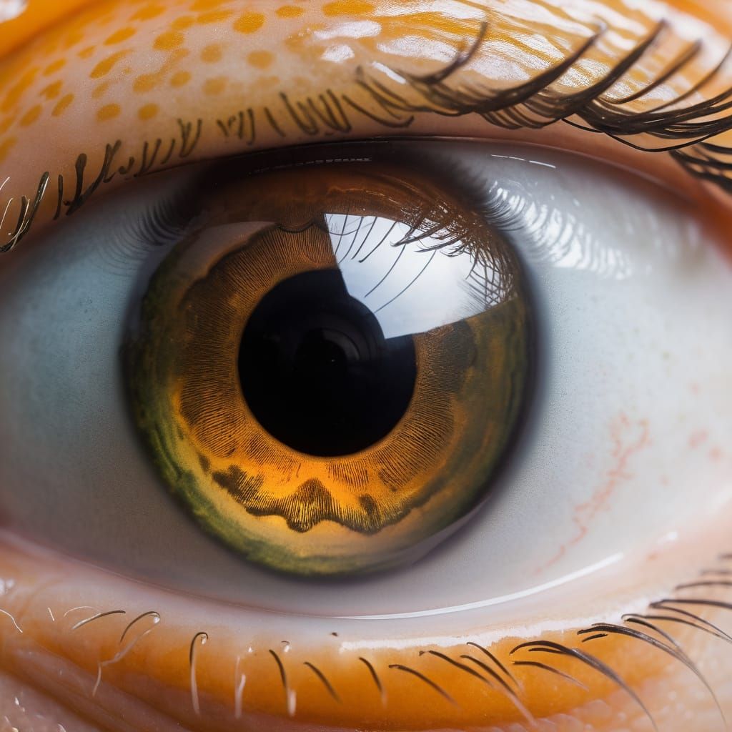 A Single Gold Fish Eye in Close Proximity