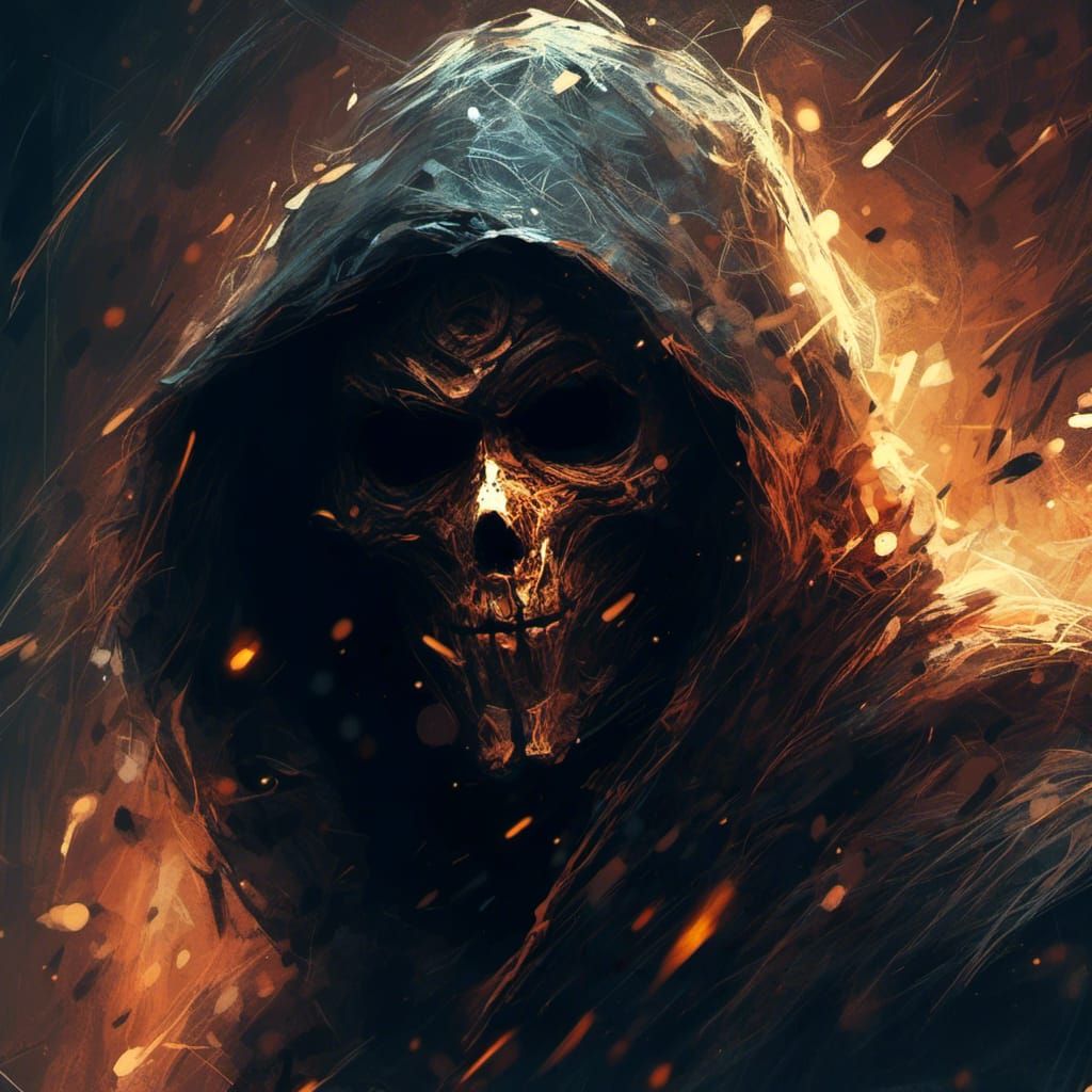 Drifting Hooded Figure in Catacombs with Motion Blur