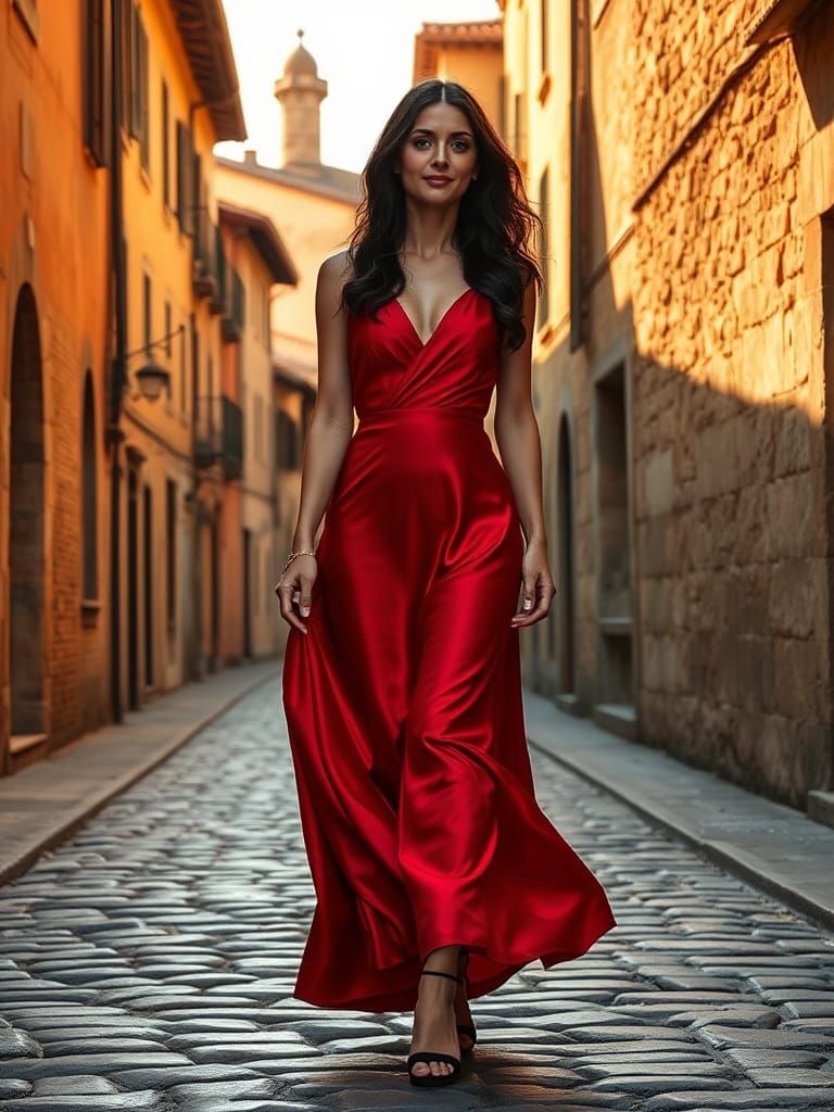 Italian Woman in Red Dress, Renaissance Realism