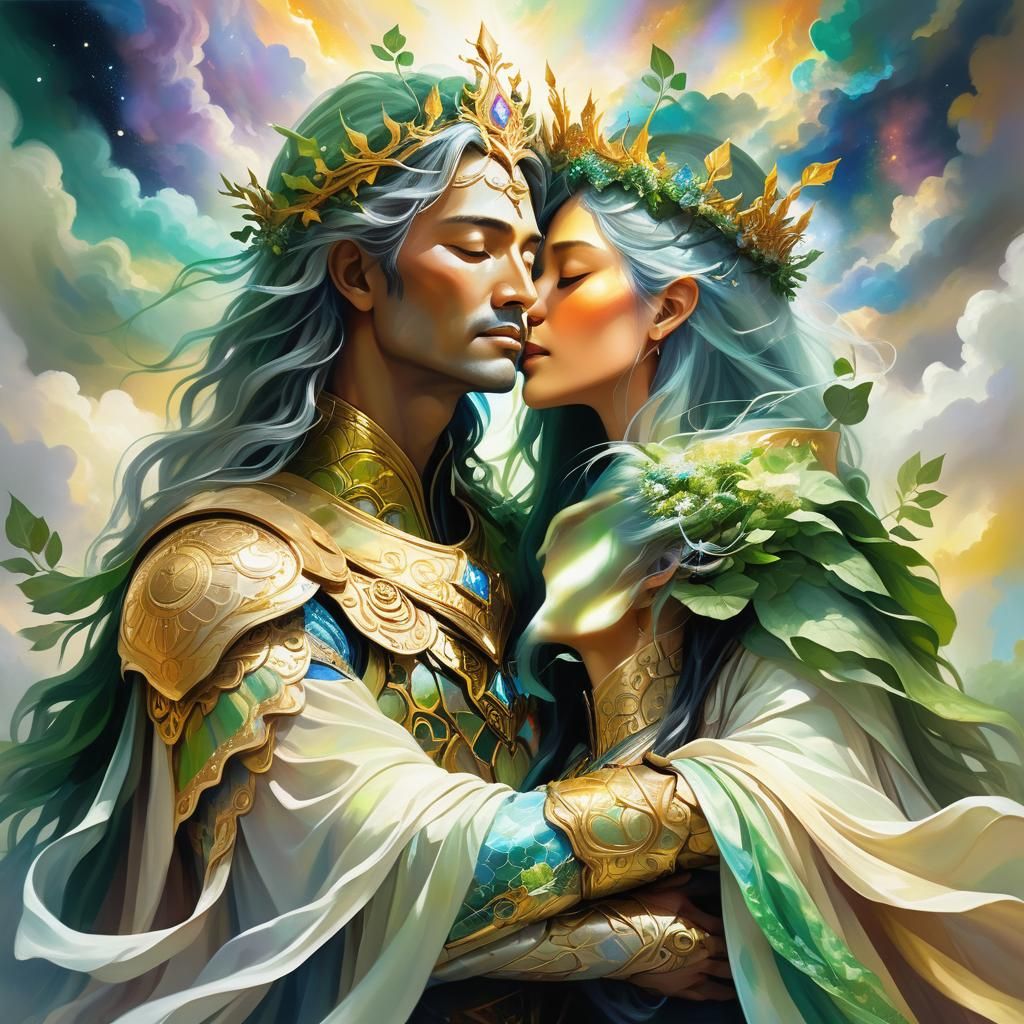 Mother Earth and Father Sky Embrace: Fantasy Art