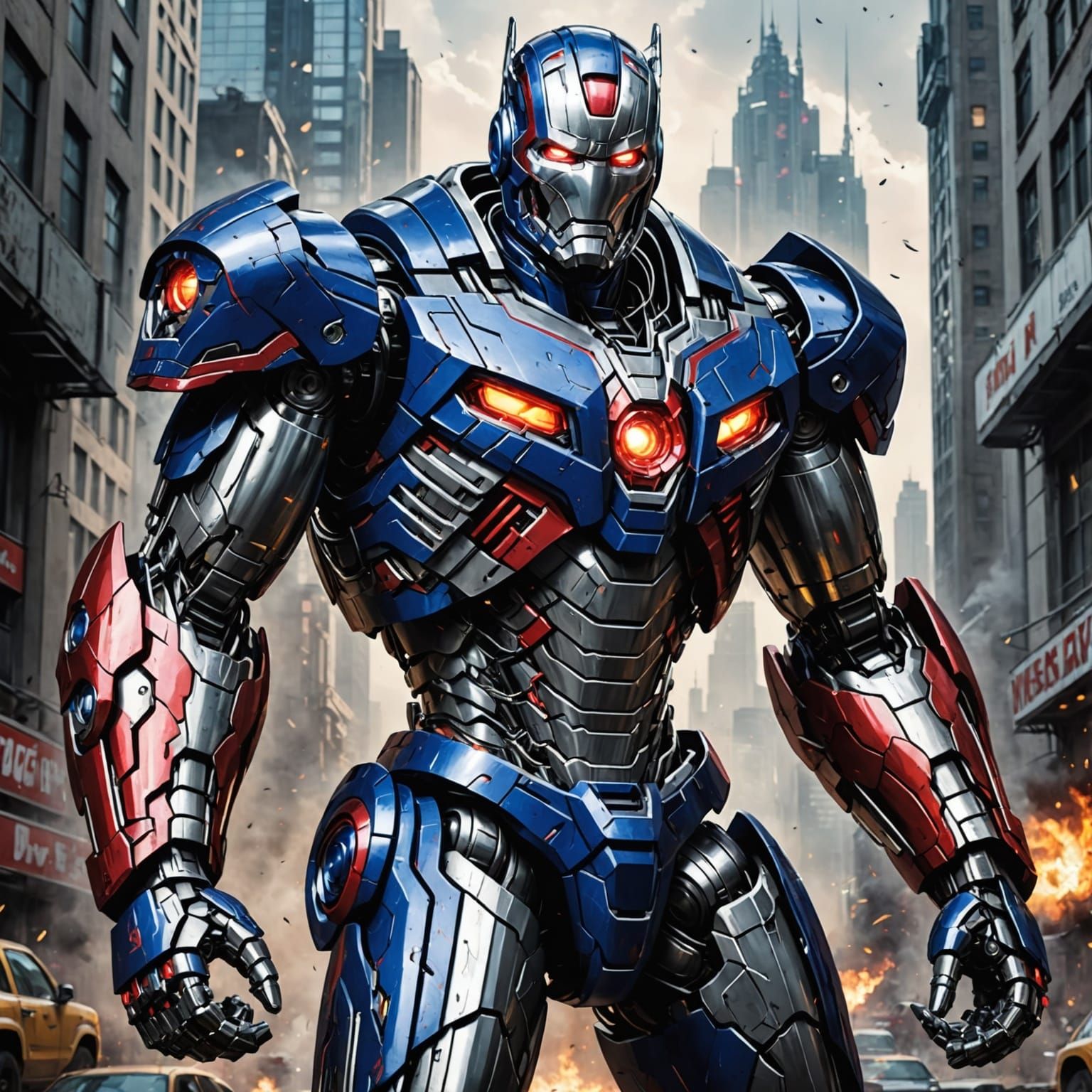 Hybrid Robot: Ultron and Optimus Prime Fusion