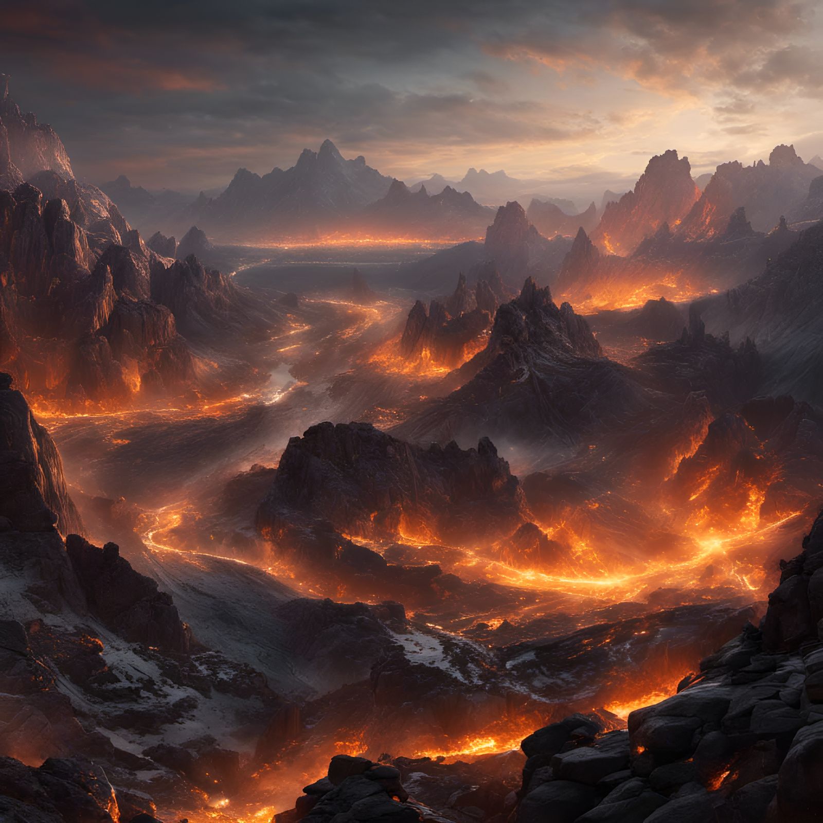Apocalyptic Landscape: Fire and Ice Armageddon