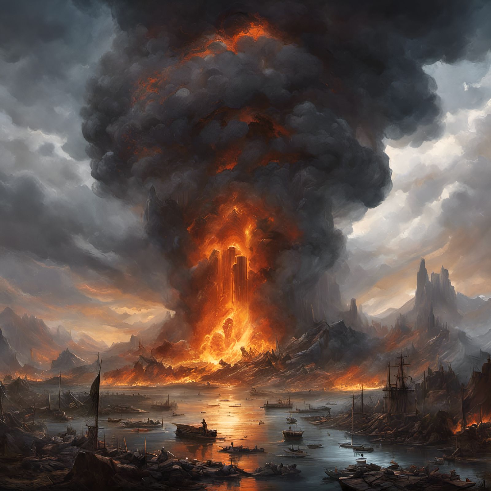 Apocalyptic Landscape in Oil Painting Style