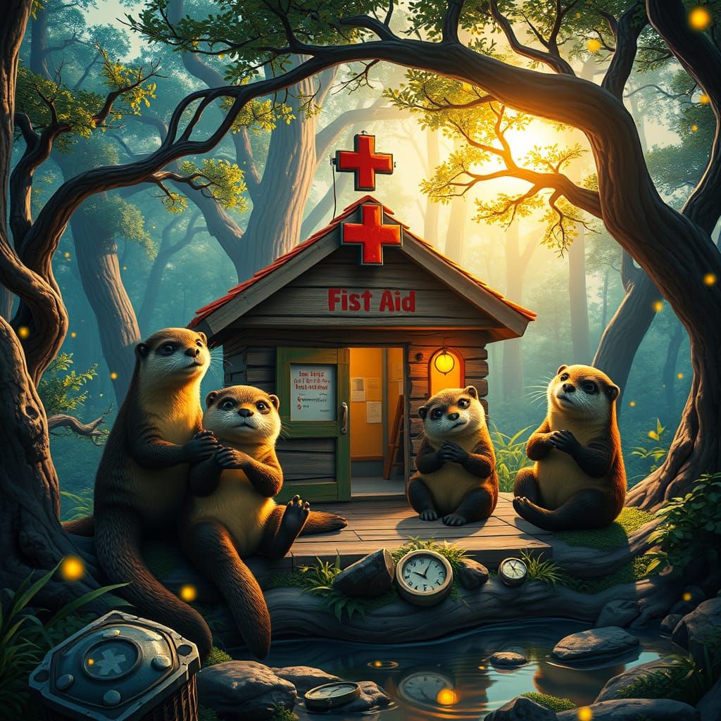 Whimsical Otters Build First Aid Office at Summer Camp