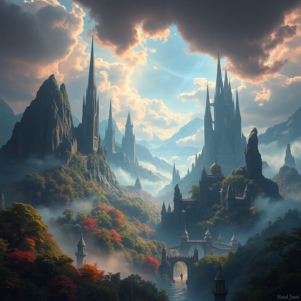 Ethereal KOSH Realm with Iridescent Skies and Ancient Spires...
