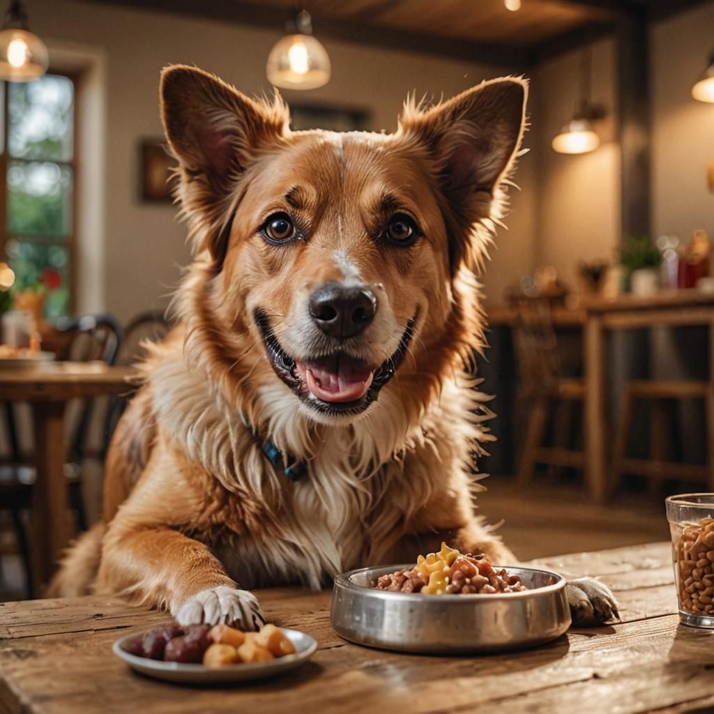 Happy Dog Eating: Photorealistic Fine Detail