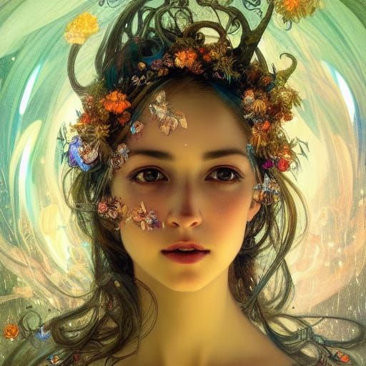 Angelic Woman in Mystical Psychedelic Forest