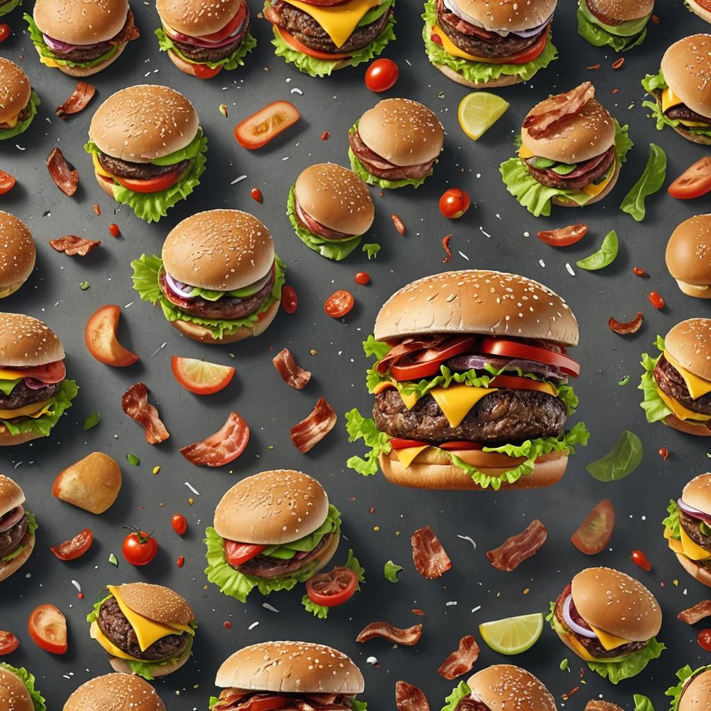 Juicy Burger with Bacon in 4K Food Photography