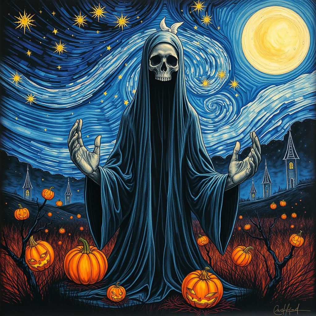 Surreal Halloween Figure in Futuristic Style