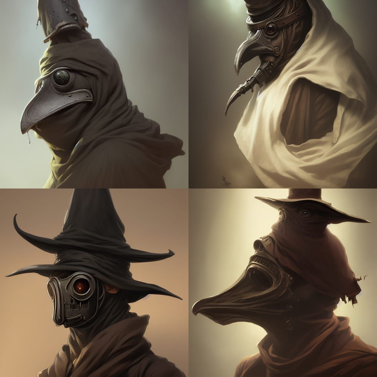 Grotesque Plague Doctor Portrait in Sinister Lighting