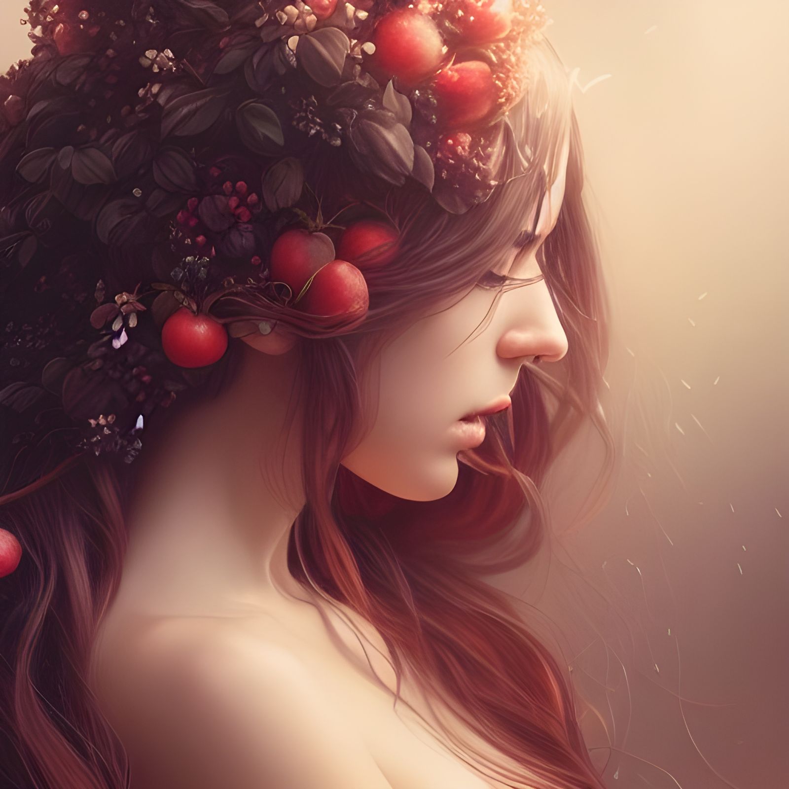 Woman in Fruit: Hyper-Detailed Digital Art