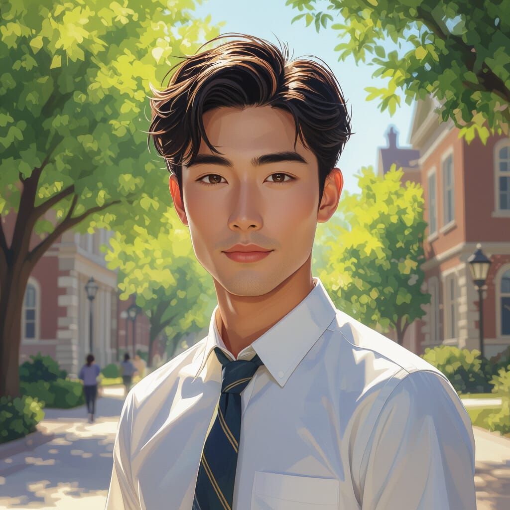 Japanese American Student on Ivy League Campus