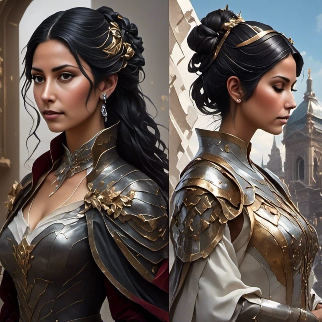 Knight and Queen Portrait in Hyperdetailed Digital Art