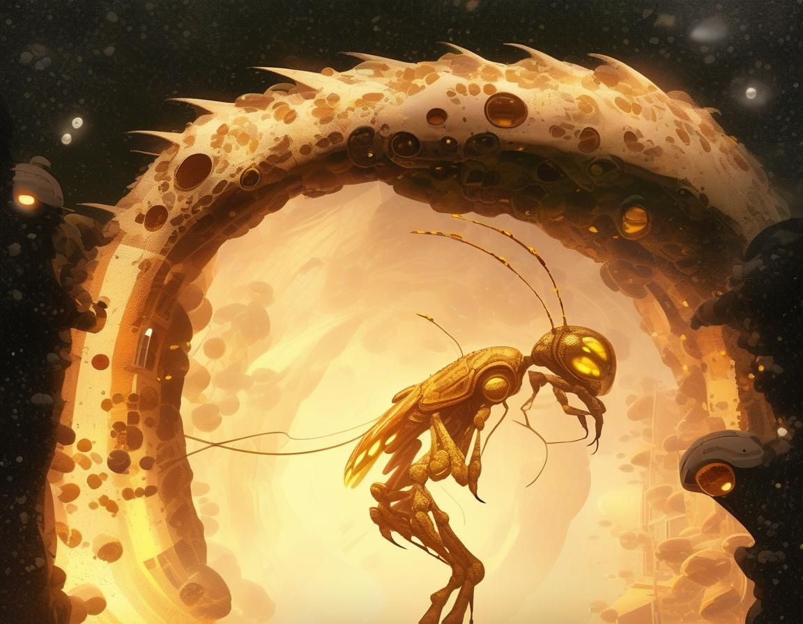 Organic Alien Hive-City in Dark Sci-Fi Style