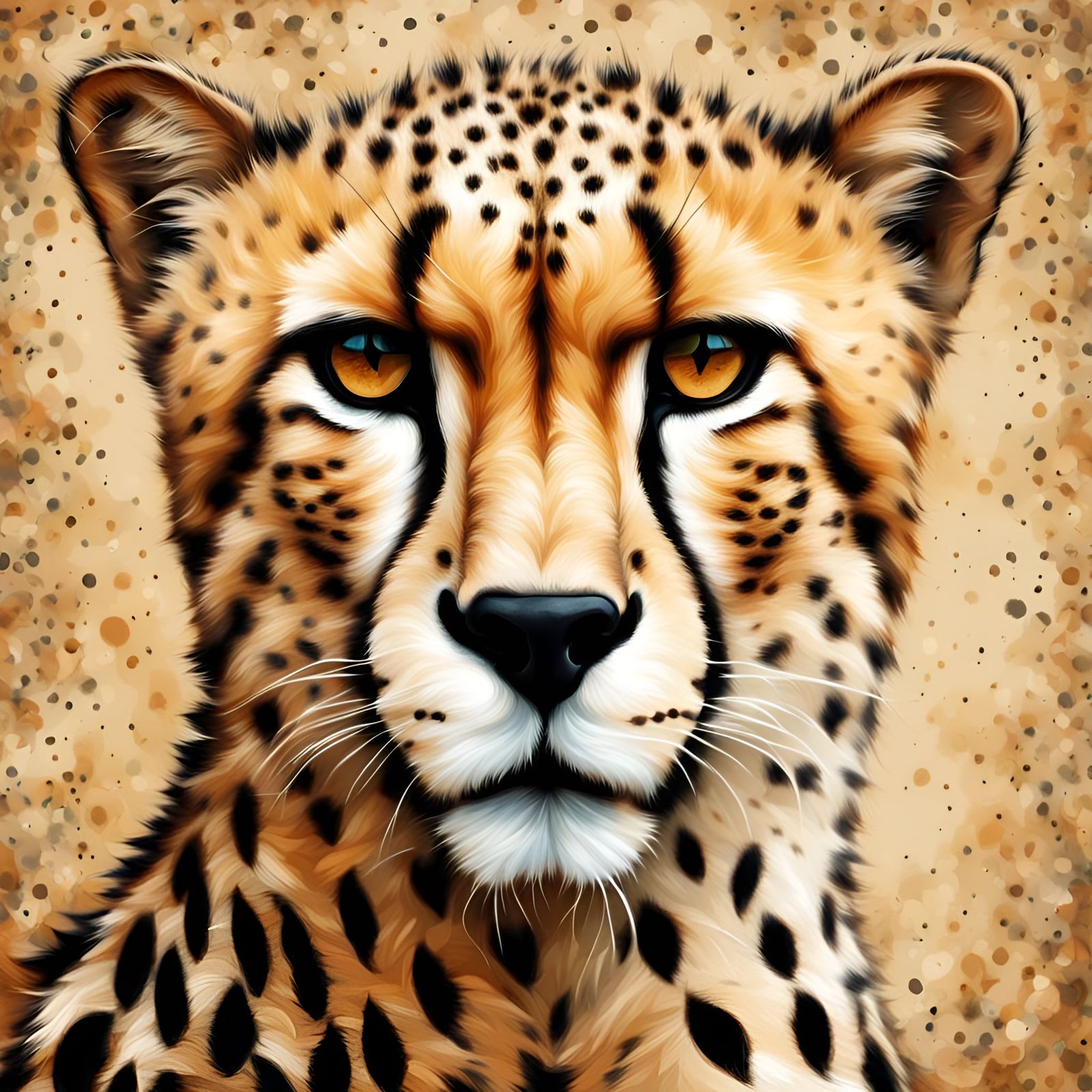 Abstract Cheetah Portrait with Spiral Pattern