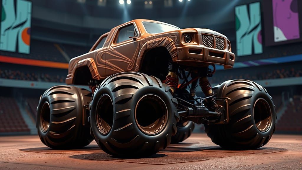 Chocolate Monster Truck in Futuristic Arena