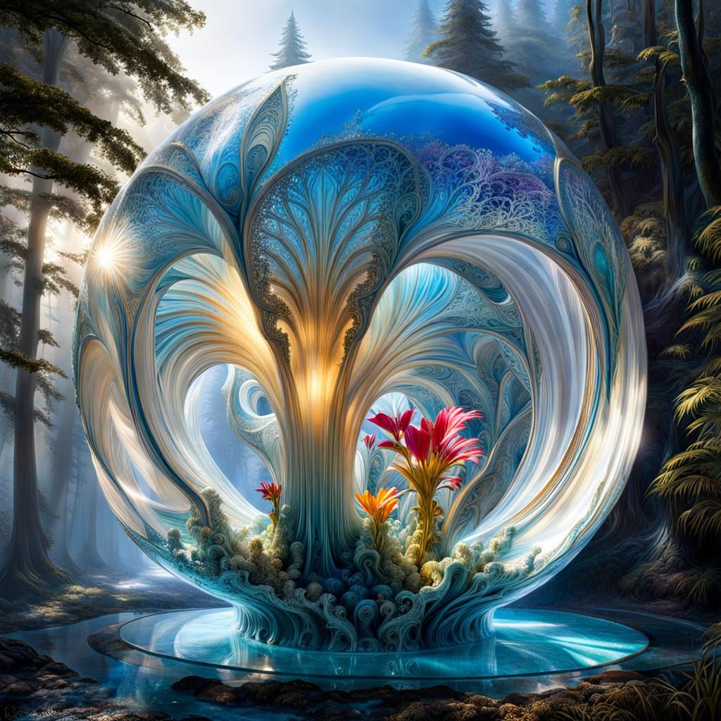 Majestic Glass Stellar Portal with Frost Energy