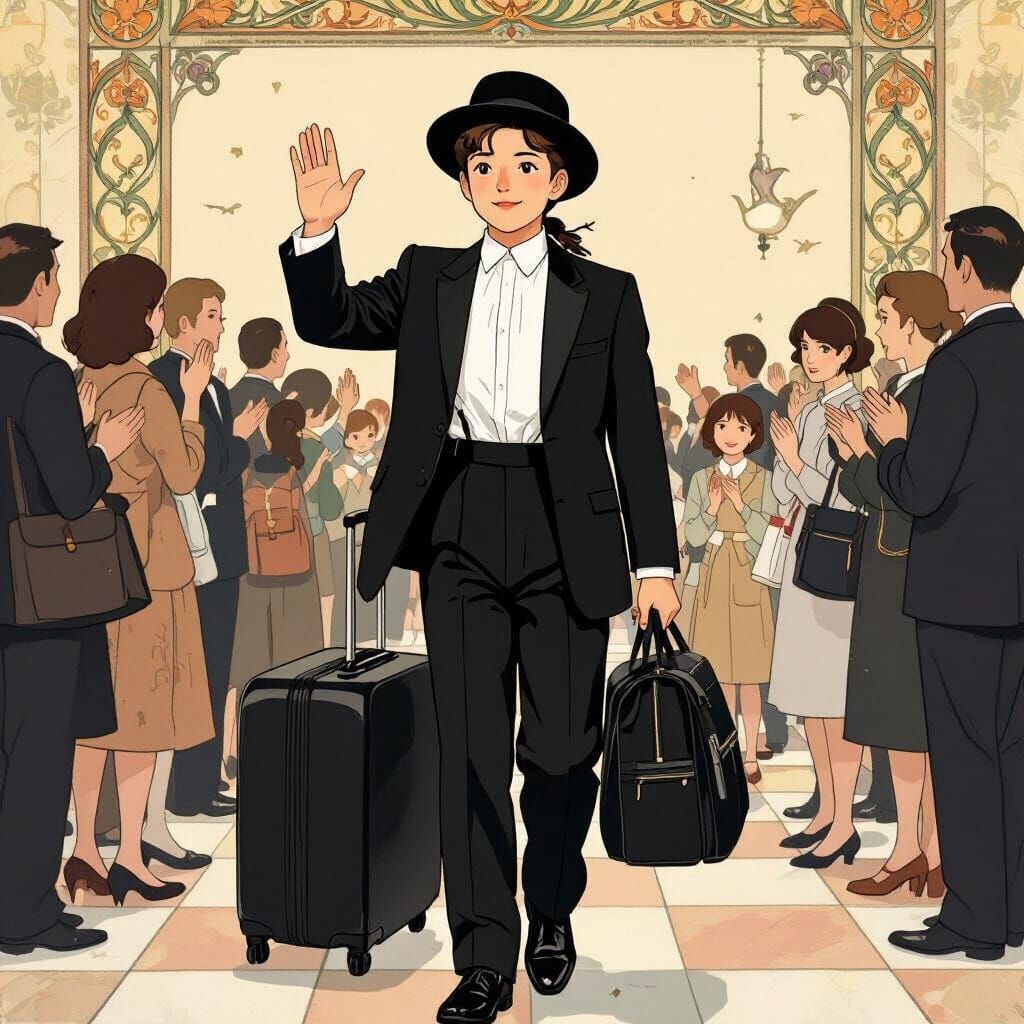 Boy's Farewell: Art Nouveau and Anime Fusion