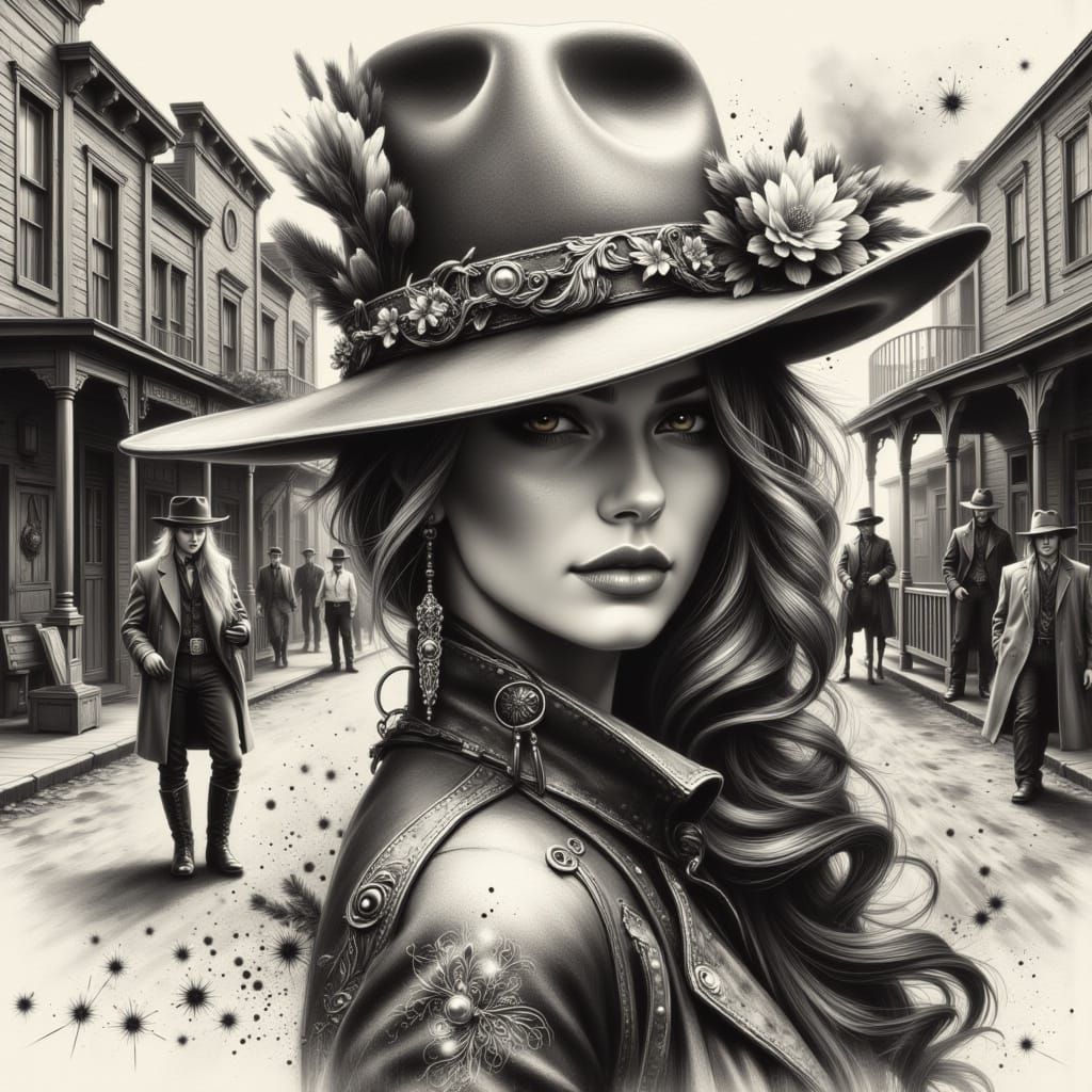 Western Lady in Noir Style