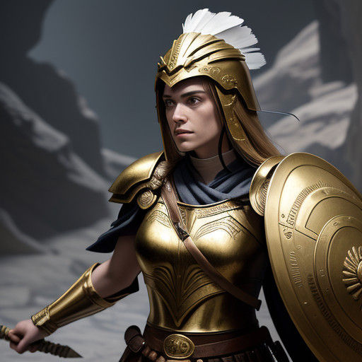 Epic Warrior Woman in Golden Armor