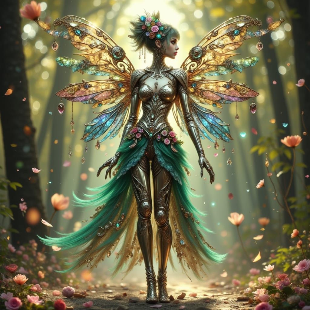 Elf Cyborg Robot in Hyper Realistic Anime Style