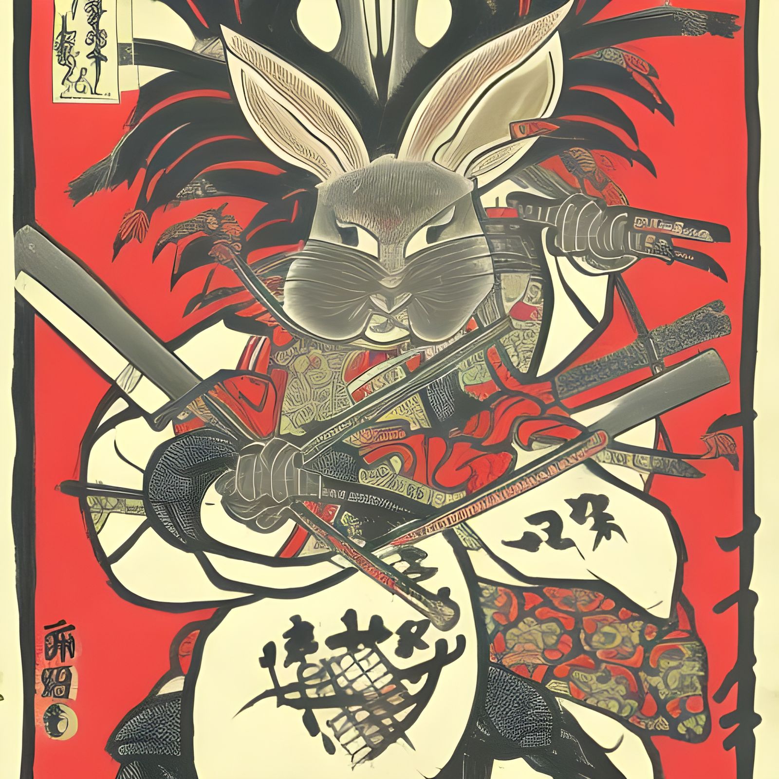 Samurai Battlebunny in Kano School Style