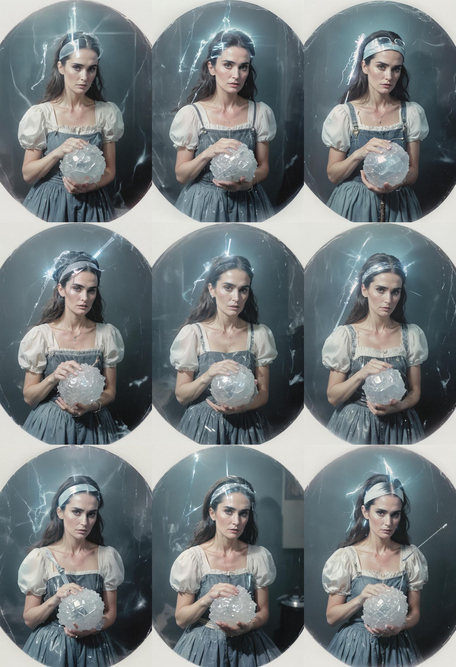 Portrait of a Woman with Vaporwave Staff in VHS Style