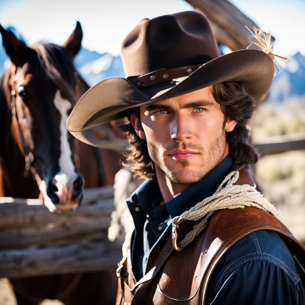 Young Cowboy in Spectacular Western Landscape