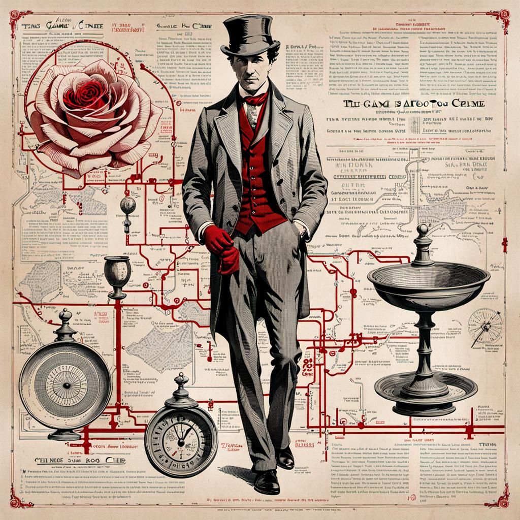 Sherlock Holmes Crime Blueprint Illustration