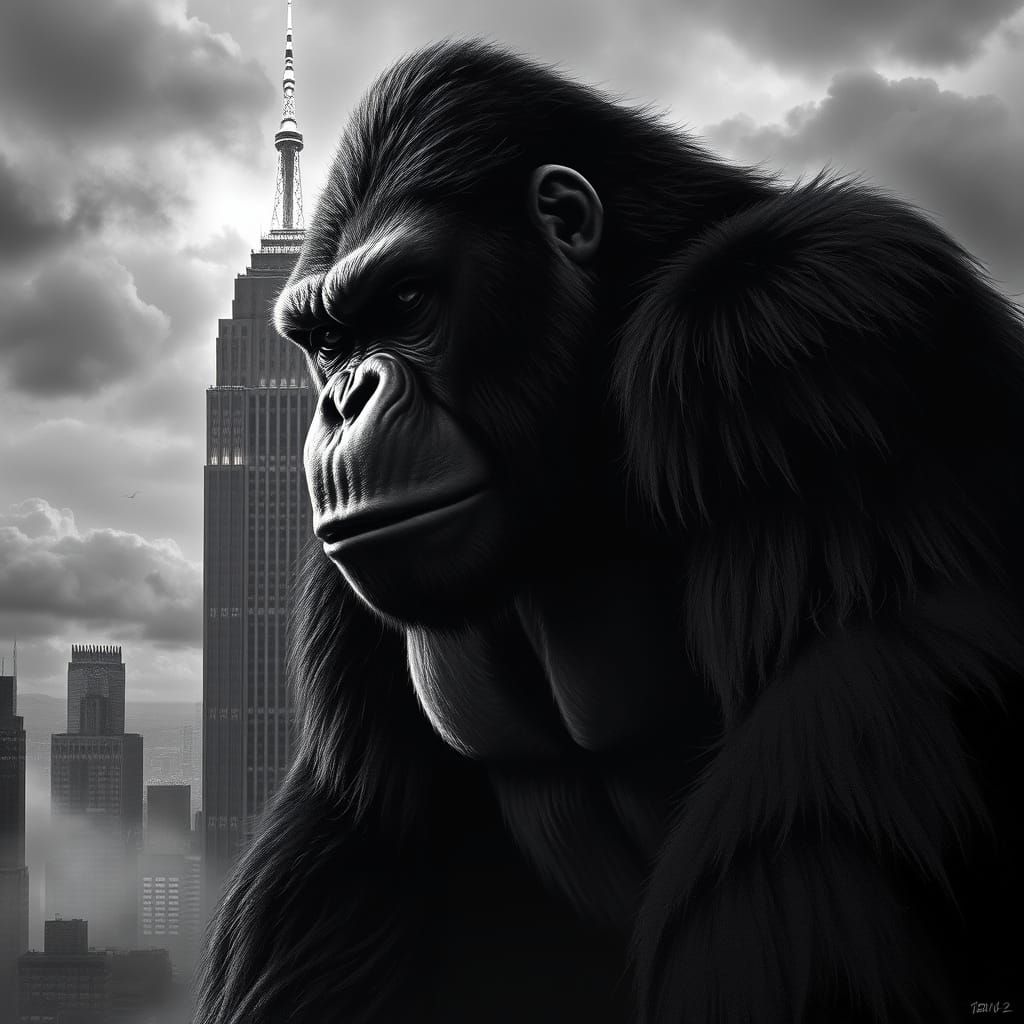 Giant Ape Rises: A Hyperrealistic King Kong Portrait