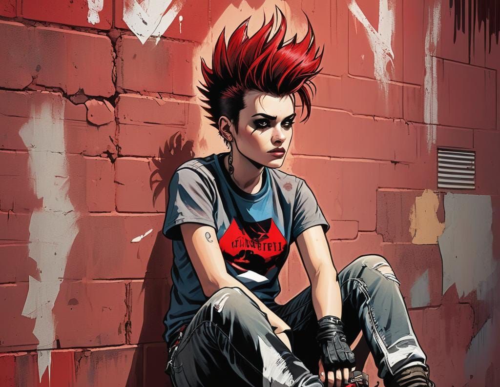 Woman with Faux Hawk in Comic Book Style