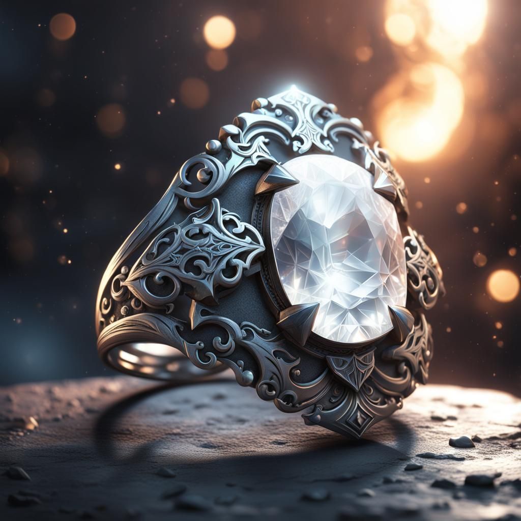 Silver Ring with Glowing Gem: Fantasy Concept Art