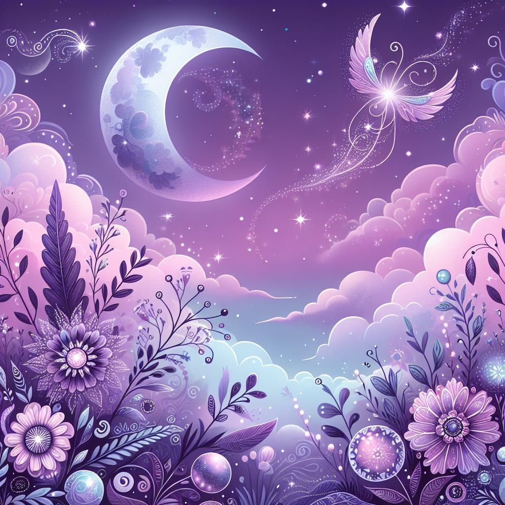 Purple Moon in an Enchanted Sky