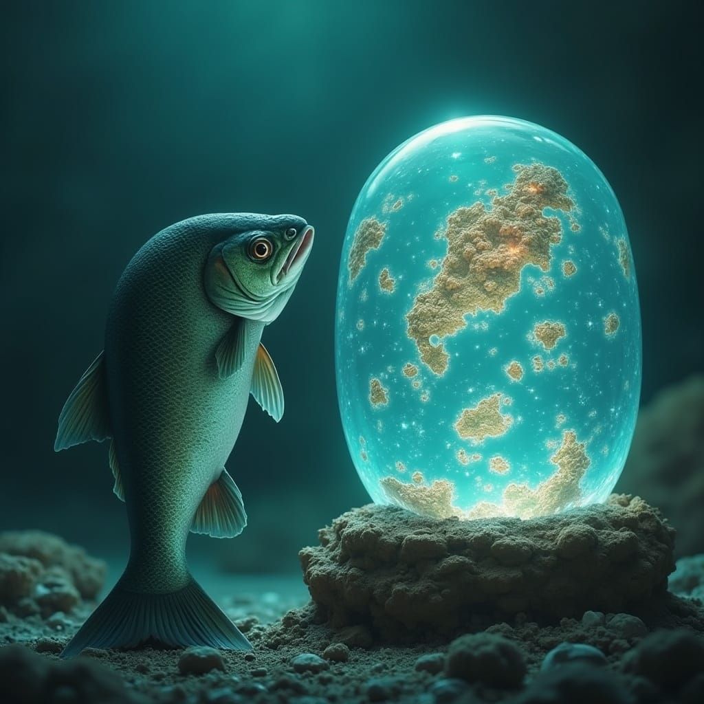 Salmon Gazing at Crystal Ball Map of Seas