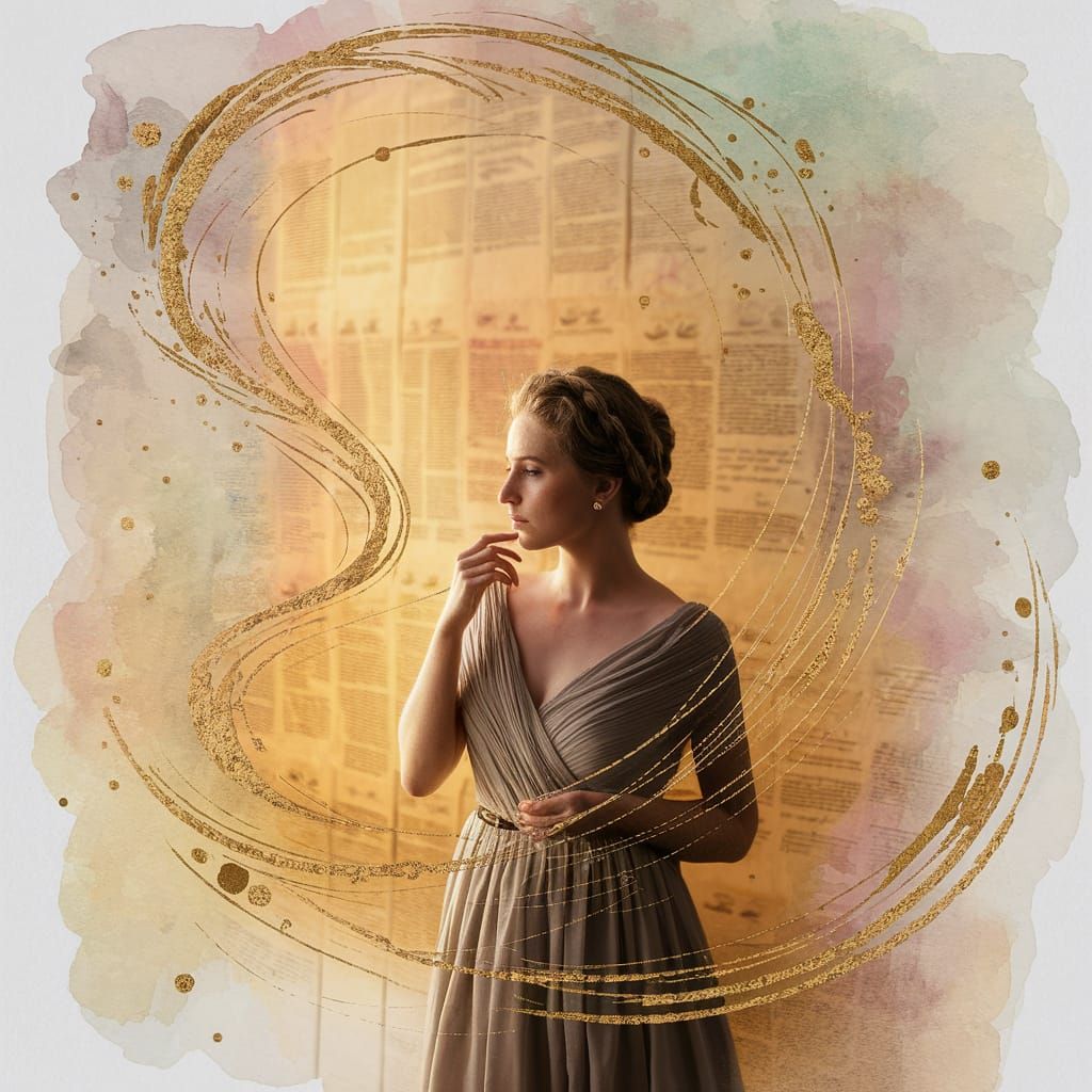 Woman in Golden Light, Watercolour Portrait